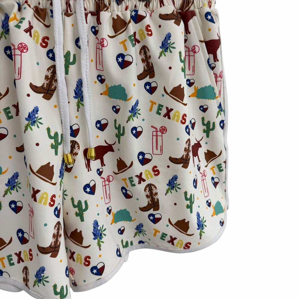 Jess Lea All Things Texas Drawstring Casual Shorts White Multi Womens Large - Picture 2 of 5